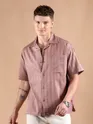 Mauve Half Sleeve Cuban Collar Shirt